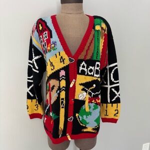 Vintage Teacher Hand Knit Eagle's Eye Sweater size M